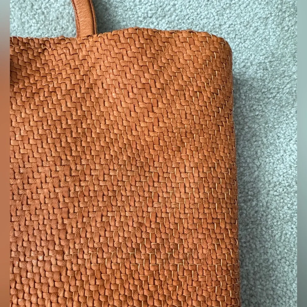 Martina Caponi Woven Orange Leather Tote Bag - Picture 3 of 8